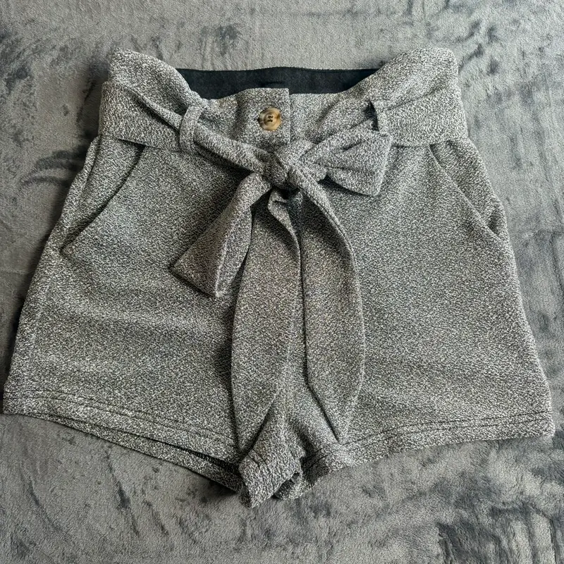 Shein Silver Glitter Paperbag Shorts Size S Metallic Sparkly Tie Waist Party