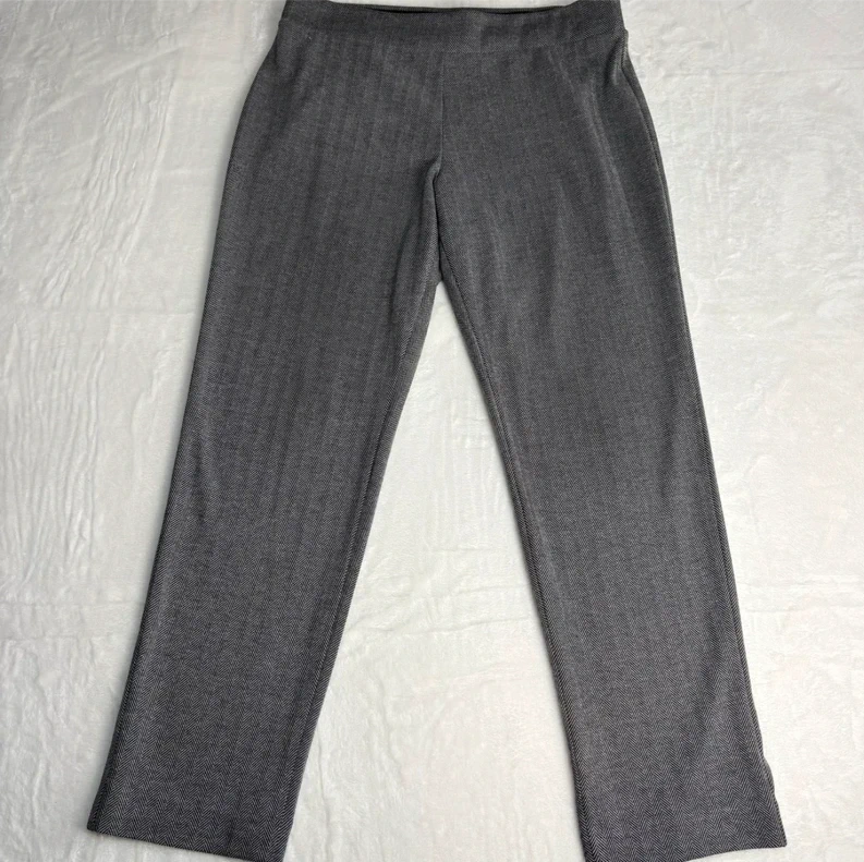 M&S Collection Grey Herringbone Trousers Size 12 Short Woman Smart
