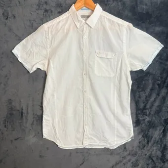 Ted Baker White Cotton Linen Blend Short Sleeve Shirt Size 3 Button Up Smart Casual