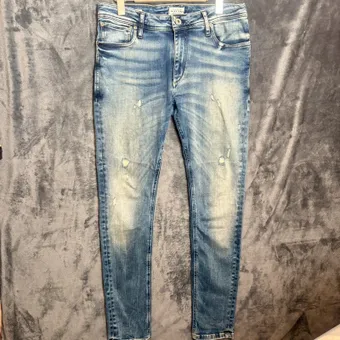 Jack & Jones Liam Skinny Jeans W32 L32 Blue Distressed Stretch Denim Men’s Casual