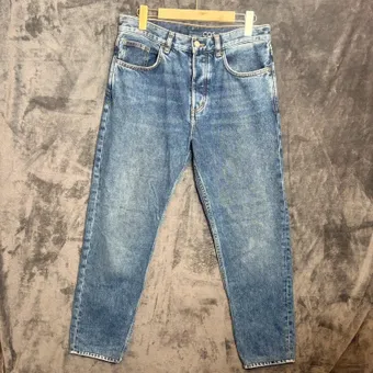 COS Blue Mom Jeans W29 L32 Regular UK 10 100% Cotton High Waist Button Fly Denim