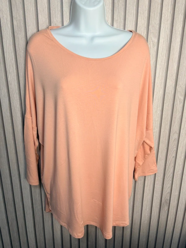 Select Peach Oversized Tunic Top UK Size 16 US 12 3/4 Sleeve Casual Summer