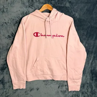 Champion Pink Logo Hoodie XXL Light Pink Pullover Hooded Sweatshirt