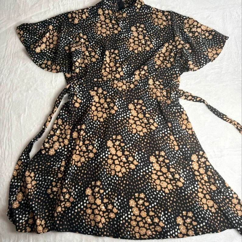 Blue Vanilla Black Patterned Dress UK 14 EU 42 US 10 Cottagecore Summer