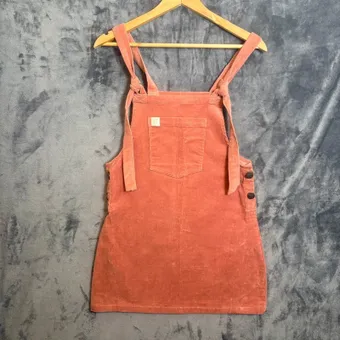 Lucy & Yak Organic Cotton Corduroy Pinafore Dress Dungaree  Pink Size S Boho