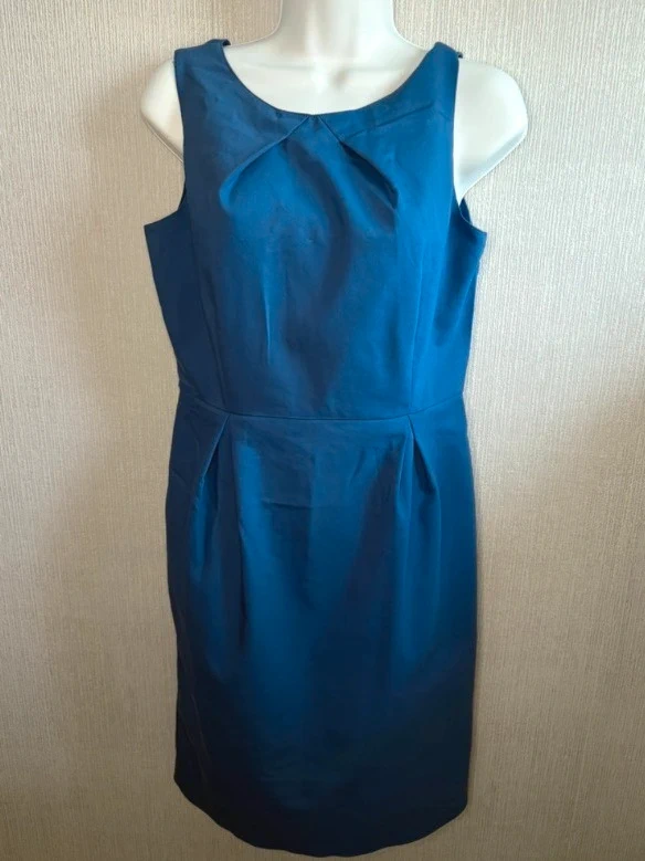 James Lakeland Blue Sleeveless Dress UK Size 14 Made in Italy Smart Office Work
