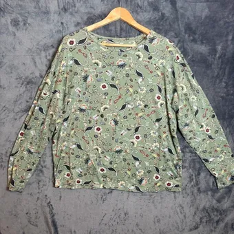 Primark Cares Sage Green Paisley Long Sleeve Top uk Size L Floral Casual Boho