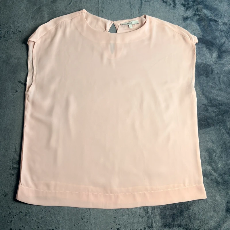 Next Blush Pink Cap Sleeve Top UK 12 High Neck Smart Office Blouse