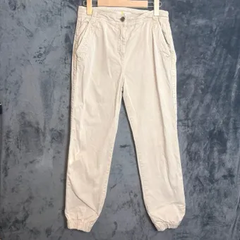 Boden Beige Cotton Jogger Trousers uk 10R Elastic Cuff Casual Stretch Chinos