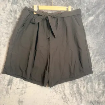 SHEIN Curve Black Tie Waist Shorts 1XL High Waist Casual Summer