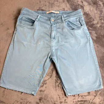 Zara Man Blue Chino Shorts W32 Raw Hem Stretch Casual Summer Cotton
