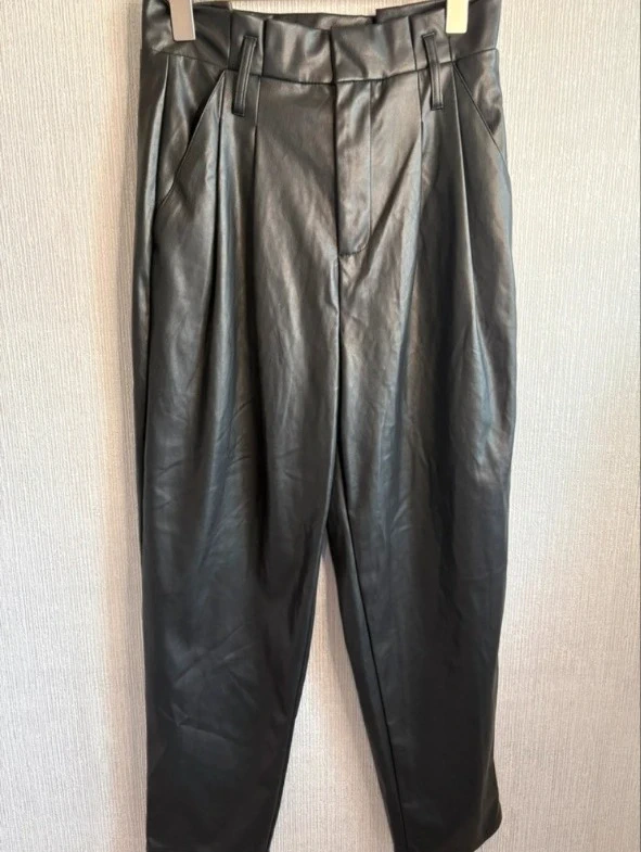 New Look Black Faux Leather Trousers UK 10 Pants Casual