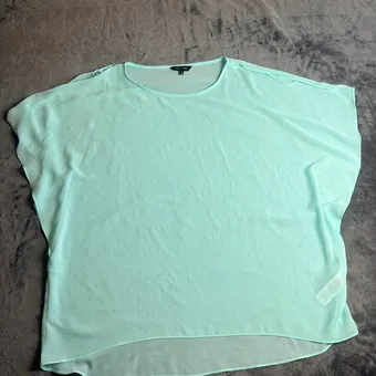 New Look Mint Green Cold Shoulder Sheer Overlay Blouse UK 16 Floaty Summer Top