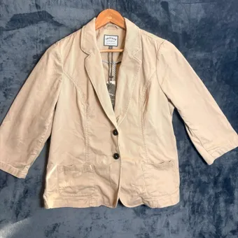 FatFace Beige Cotton Blazer Jacket uk 16 3/4 Sleeve Smart Casual Summer