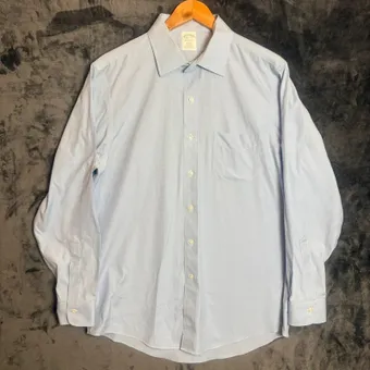 Brooks Brothers Milano Blue Micro Check Supima Cotton Shirt 16½ Long Sleeve Smart Formal