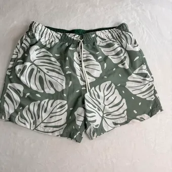 M&S Green White Tropical Leaf Swim Shorts XL Waist 39-41in Holiday Beach