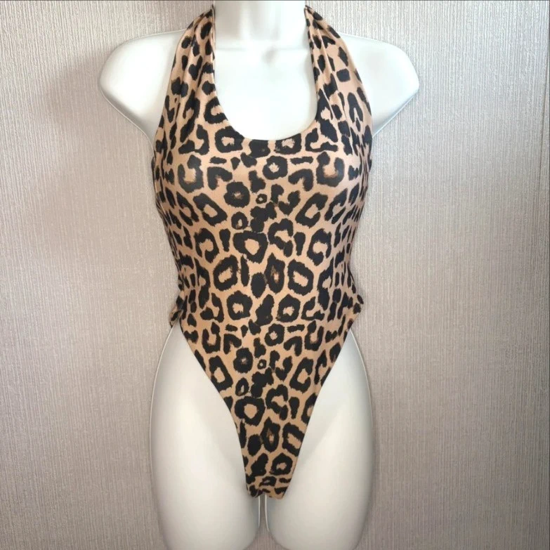 Prettylittlething Leopard Print Swimsuit/Bodysuit UK Size 6 – Never Worn Beach