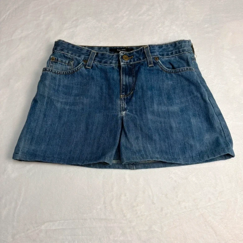 Zara Basic Denim Mini Skirt EUR 38 UK 10 Blue Y2K Casual Festival Summer