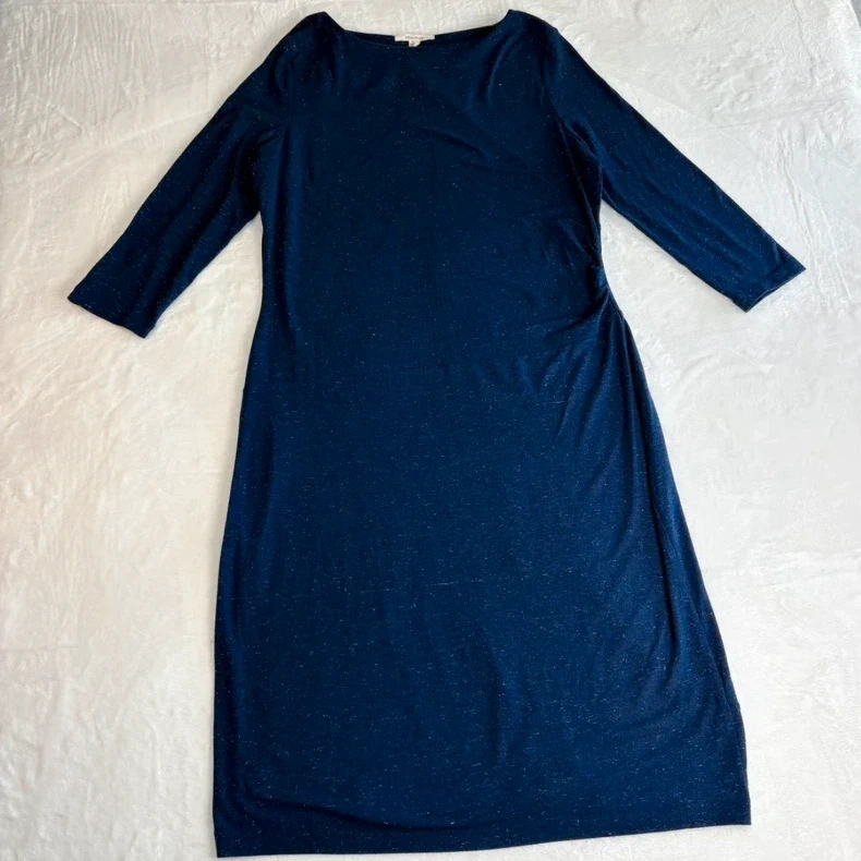 White Stuff Navy Silver Shimmer Midi Dress Size 14 Occasion Dress Party