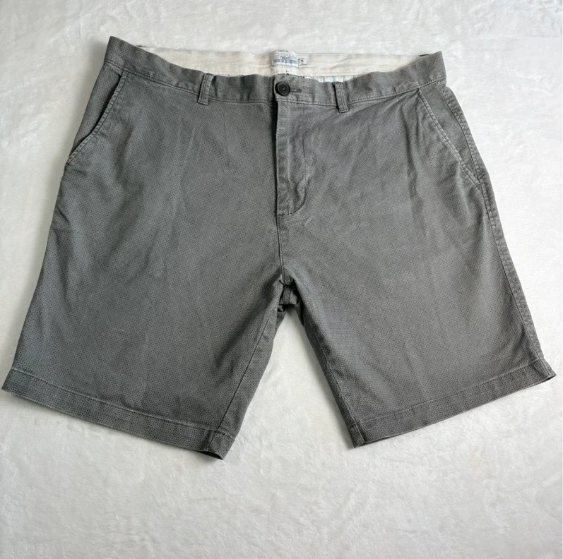 Next Grey Patterned Chino Shorts Waist 38in Cotton Casual Summer Mens Smart
