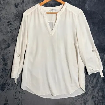 George White Roll Tab Blouse uk 14 V Neck Smart Work Office