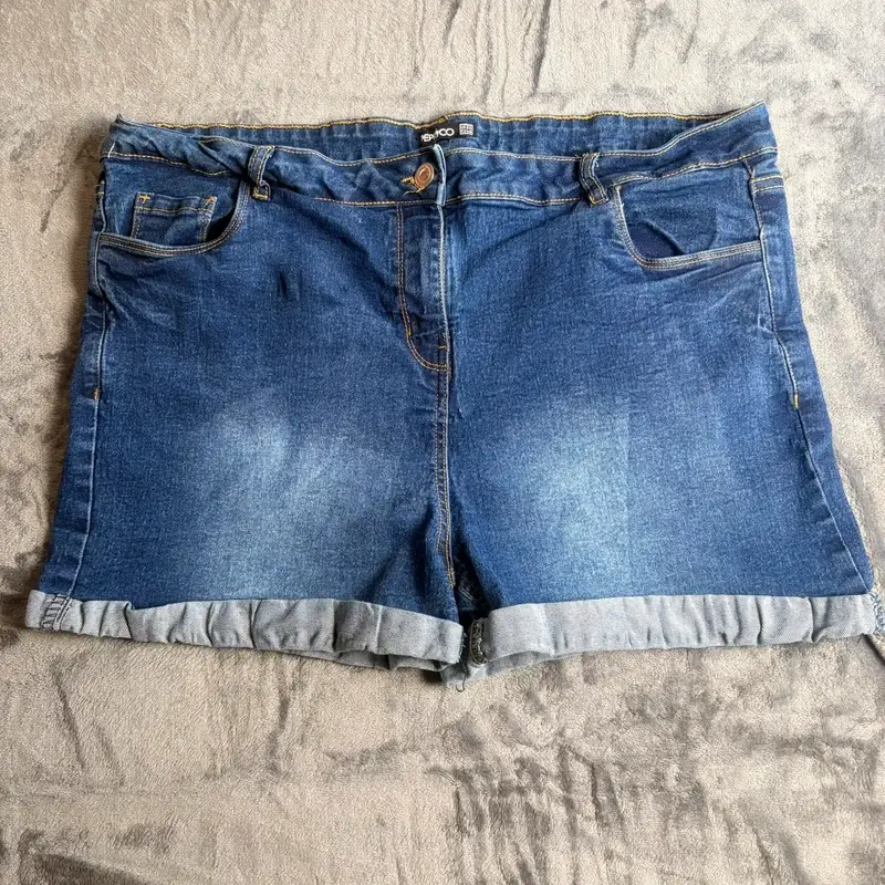 Pep&Co Denim Shorts uk 20 Blue Turn Up Hem Stretch Casual Summer Cotton