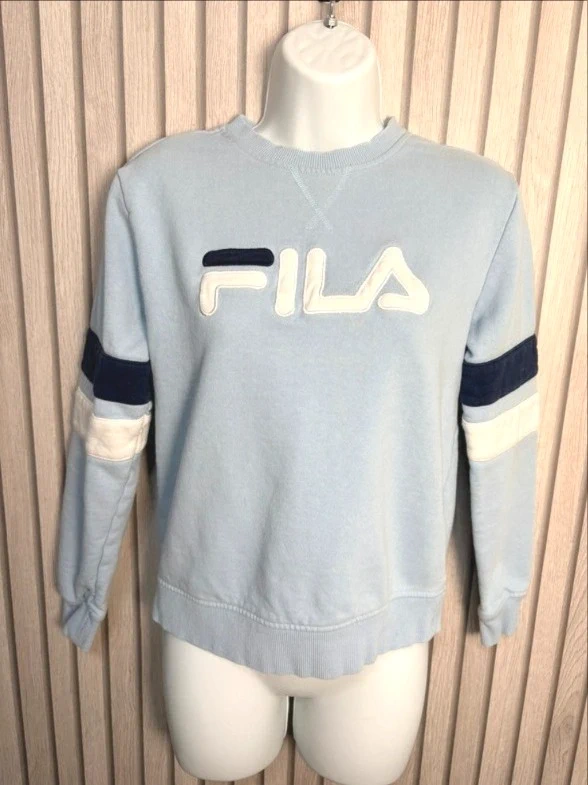 Fila Light Blue Logo Sweatshirt Size Small Jumper Casual