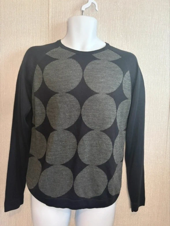 Luca Luomini Black Grey Geometric Knit Jumper Size S Casual
