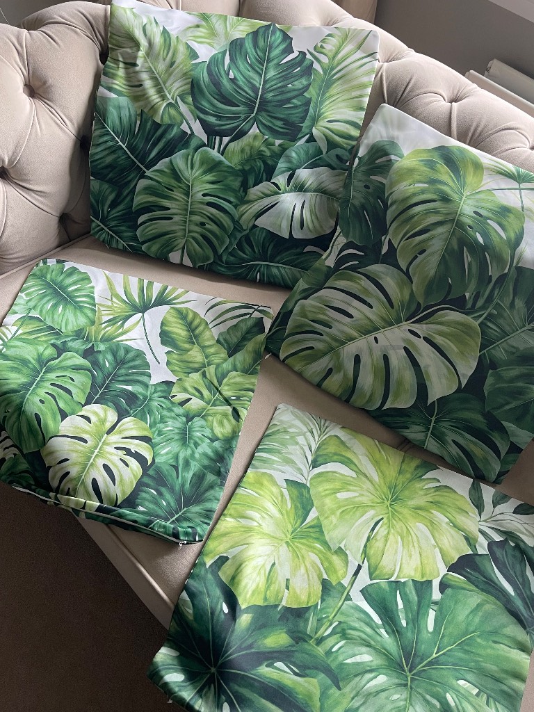 Green 4 pcs garden cushion covers 45 on 45 cm