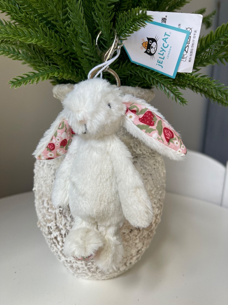 White bunny Jellycat bag charm