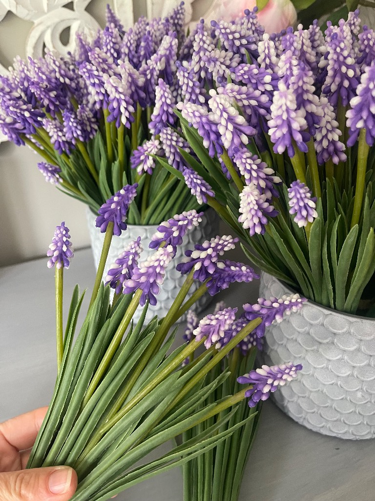 Artificial real touch rubbery purple hyacinth flowers 12 branches