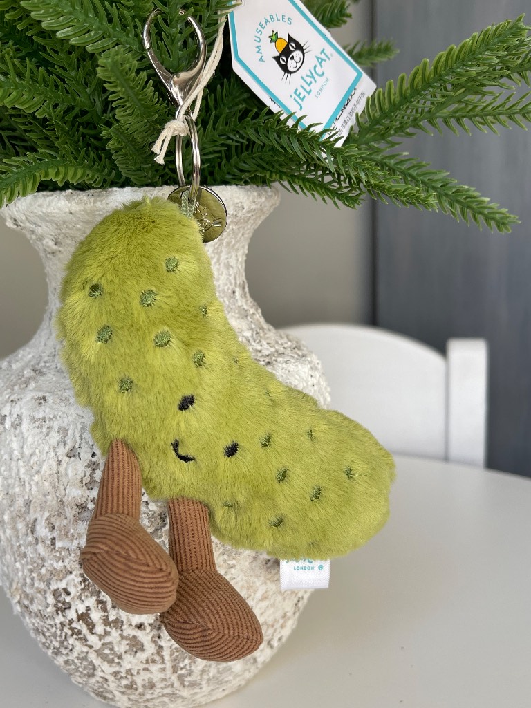 Jellycat cucumber pickle soft bag charm