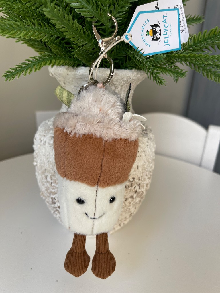 Soft latte coffee bag charm or keyring