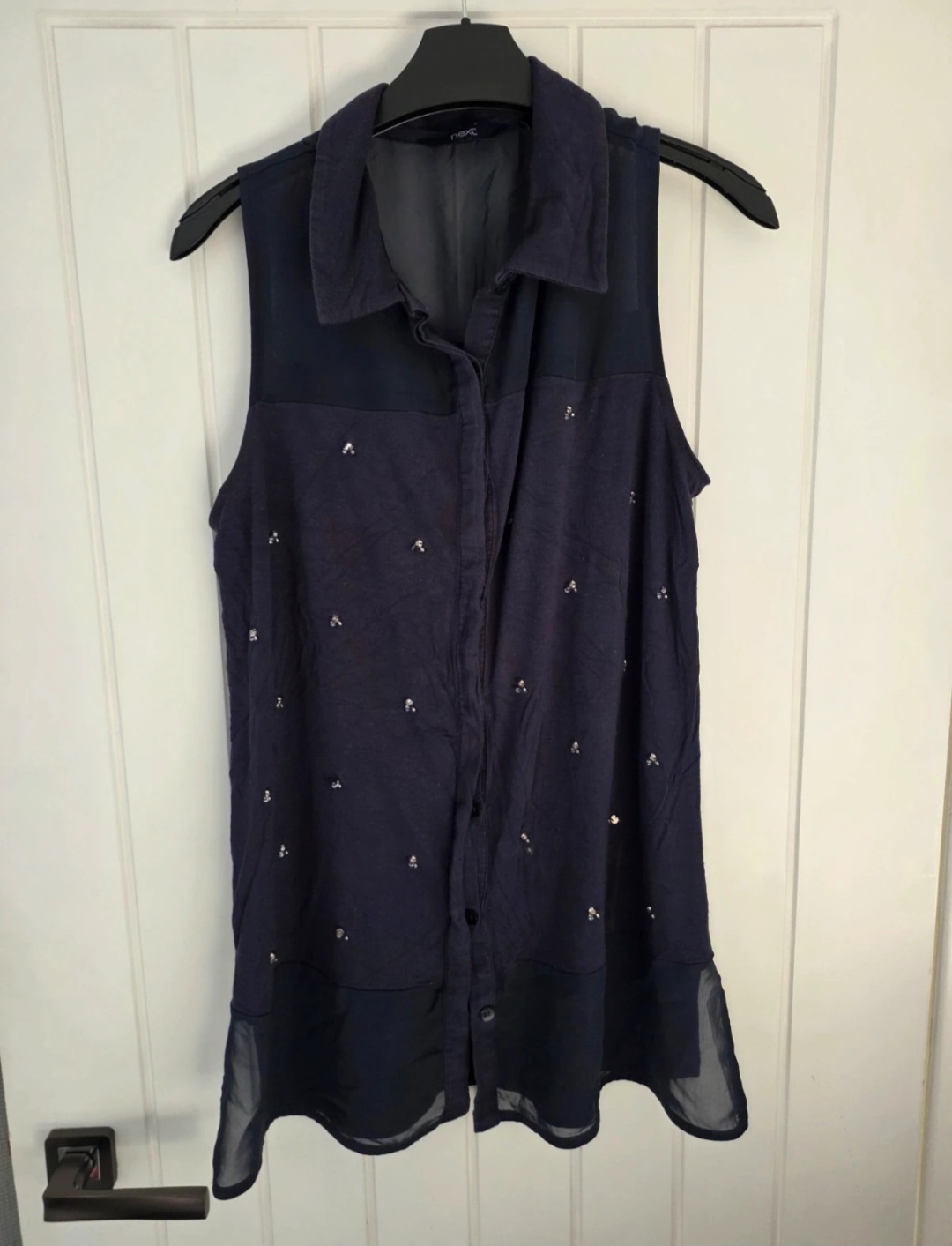 Womens Next sleeveless blouse navy size 12