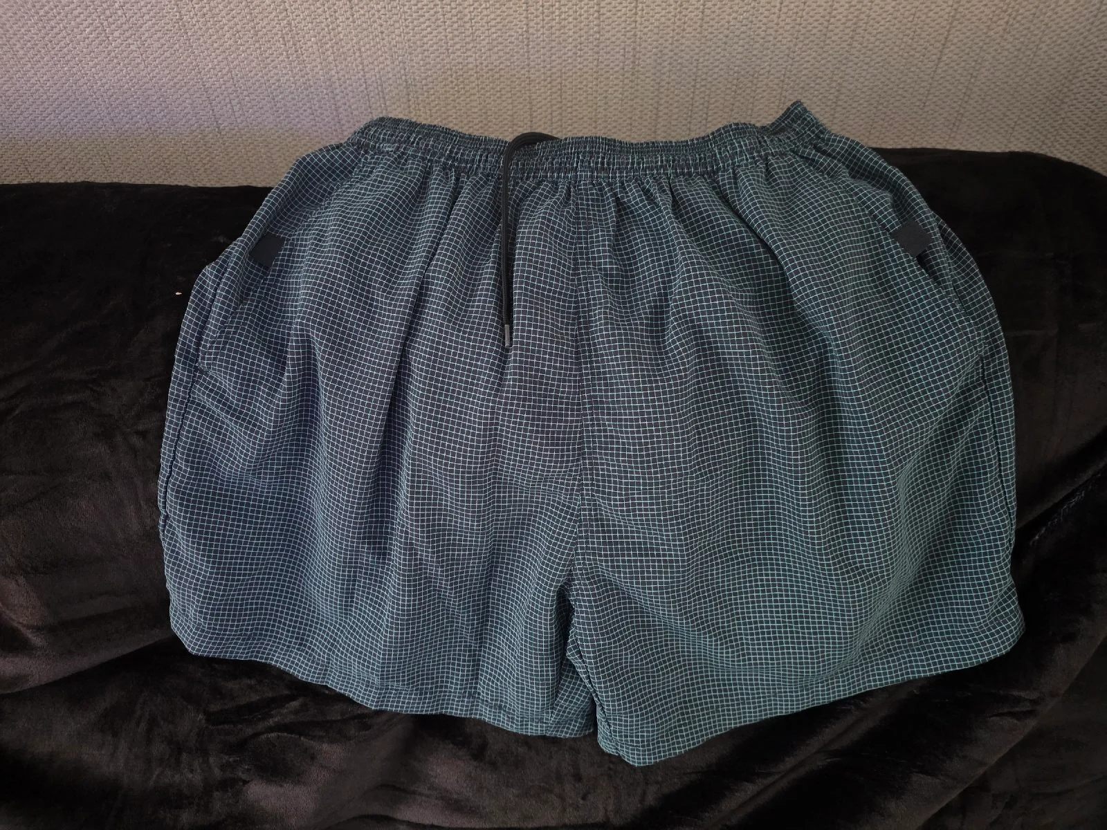Mens swim shorts by Tesco small green checkered
