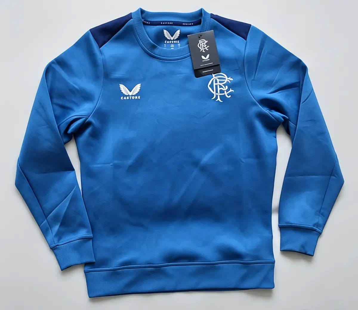 Glasgow Rangers football training sweatshirt in deep water blue in size JL