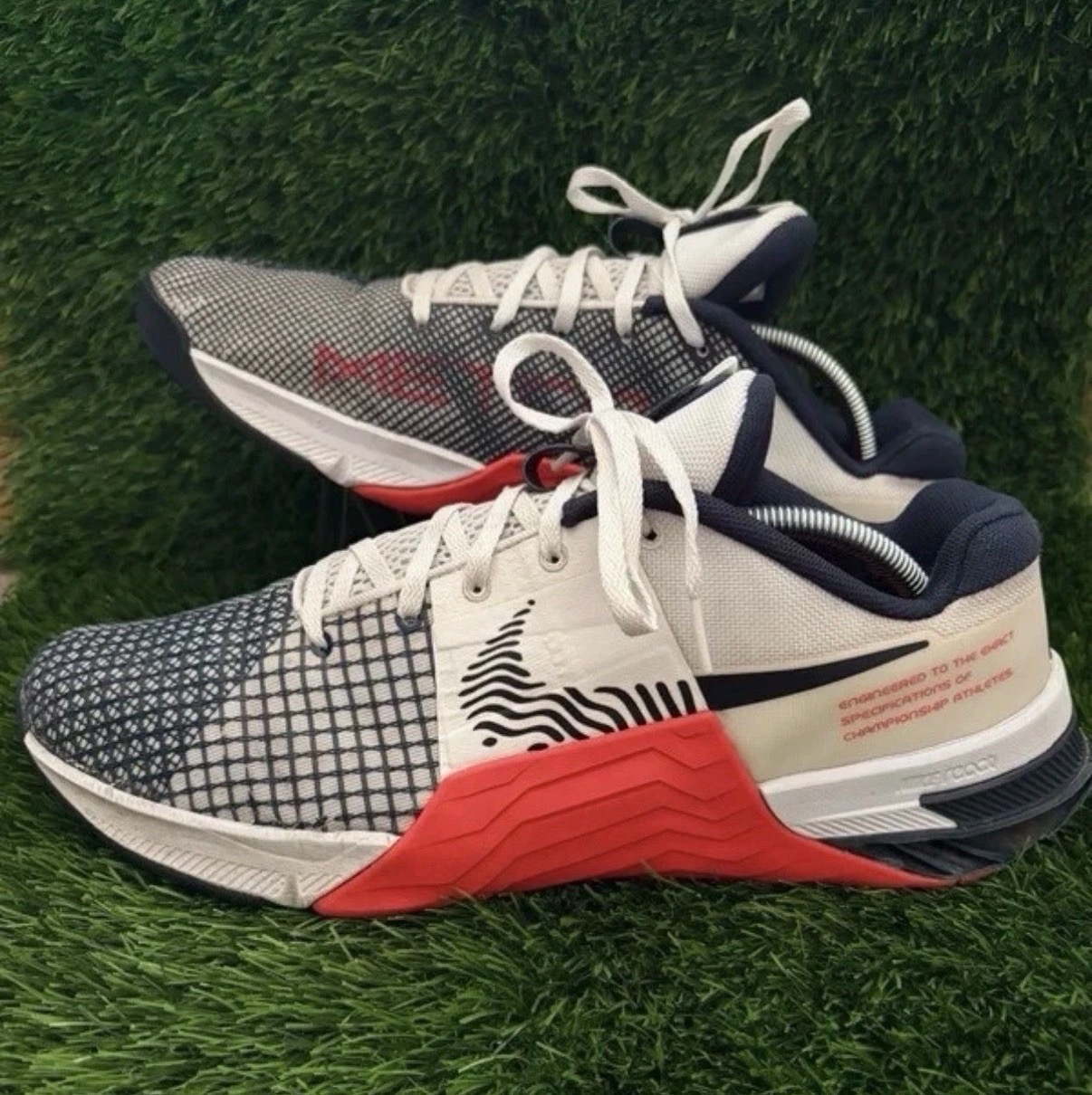 Nike Metcon 9 Trainers Men’s UK 11.5 EU 47 White Red Gym CrossFit DQ9328-101