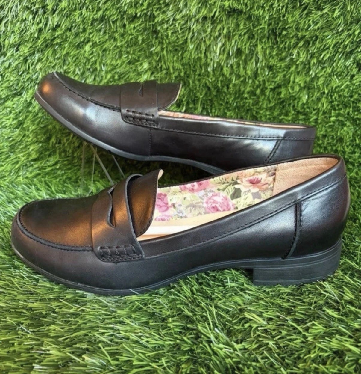 Hotter Sorbet Black Leather Loafers UK 6 Comfort Concept Slip On Shoes