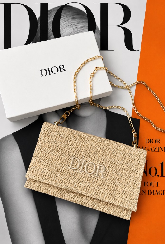 Dior raffia clutch should bag NEW IN BOX