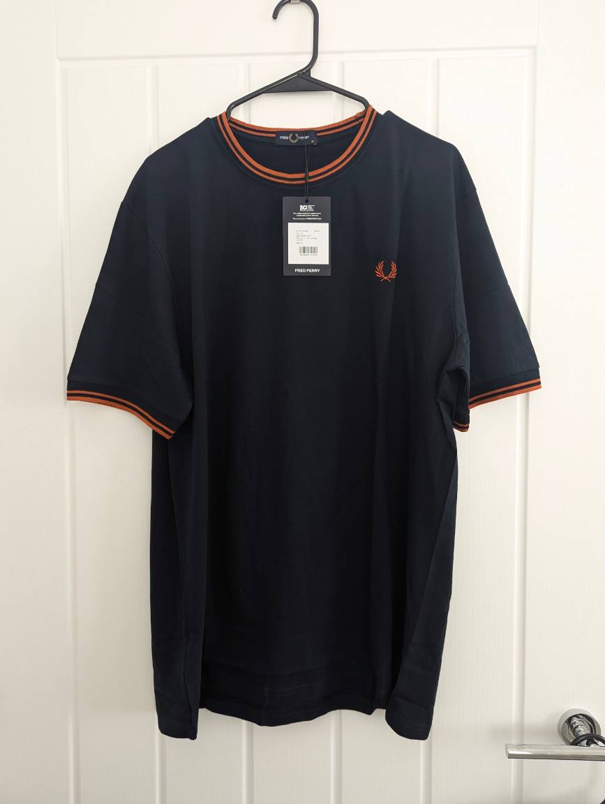 Fred Perry XL navy ringer tshirt rrp£60
