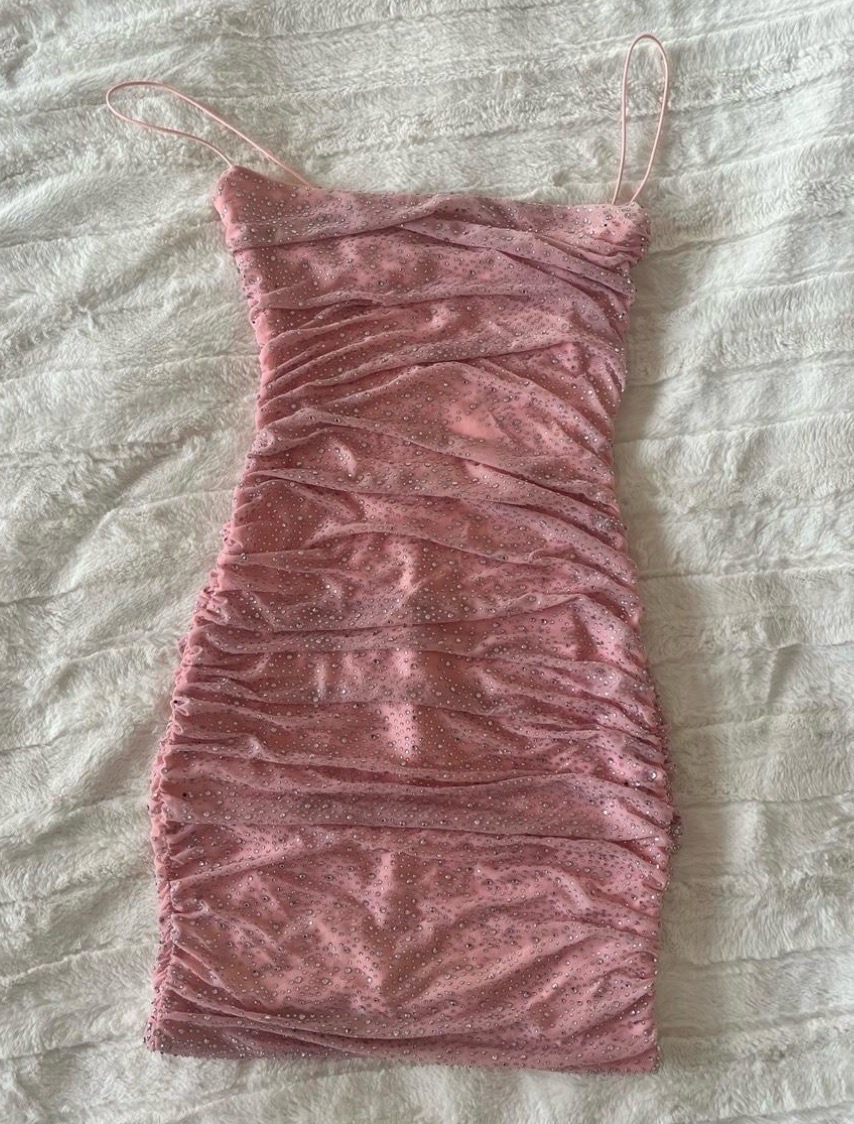 Oh Polly Pink Ruffled Bodycon Dress