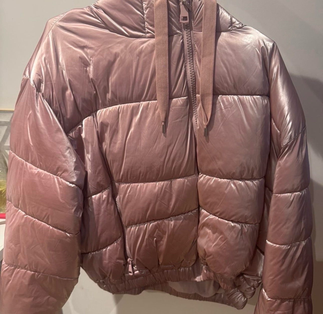 Zara pink reflective puffer jacket