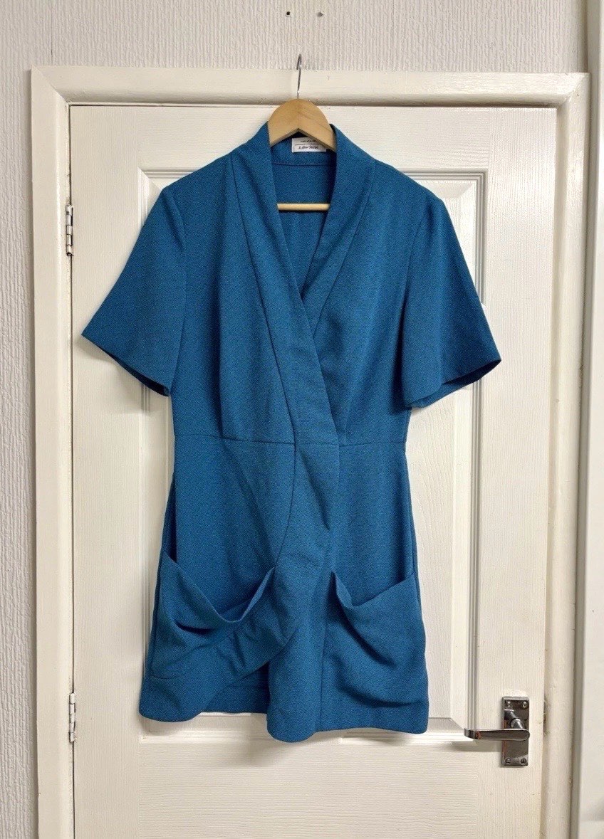 & Other Stories Paris Atelier Teal Blue Wrap Mini Dress UK Size 10