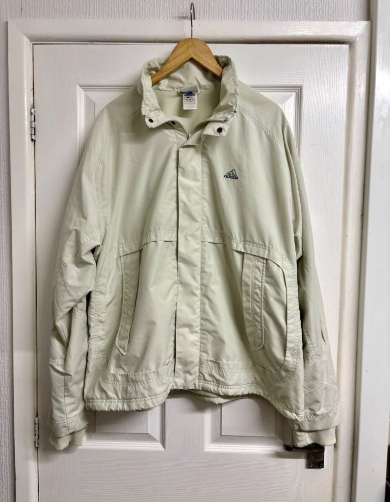 Vintage 90s Adidas Windbreaker Jacket Cream Men's XXL (GB 44/46)