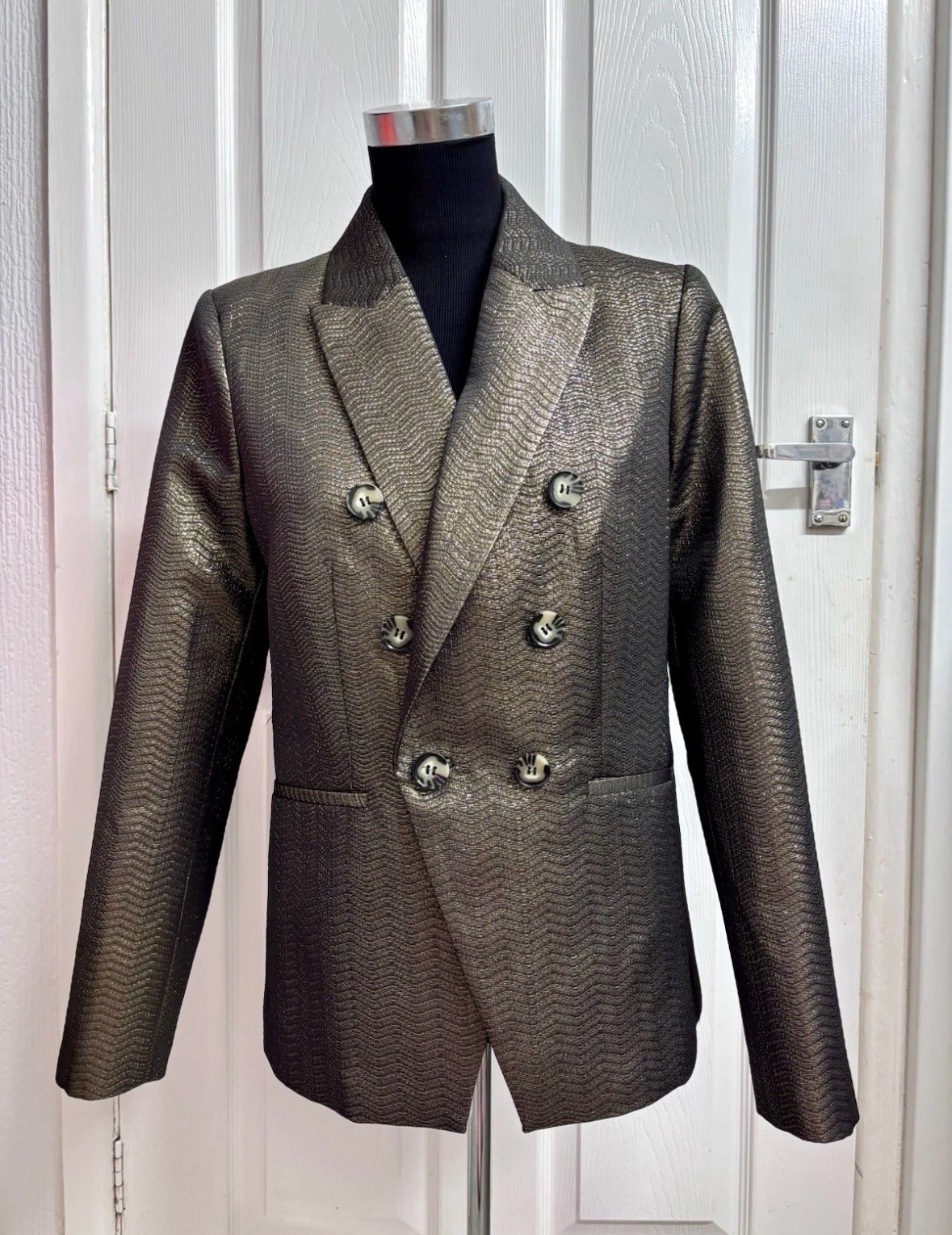 Mint Velvet Metallic Gold Bronze Blazer Jacket UK Size 12