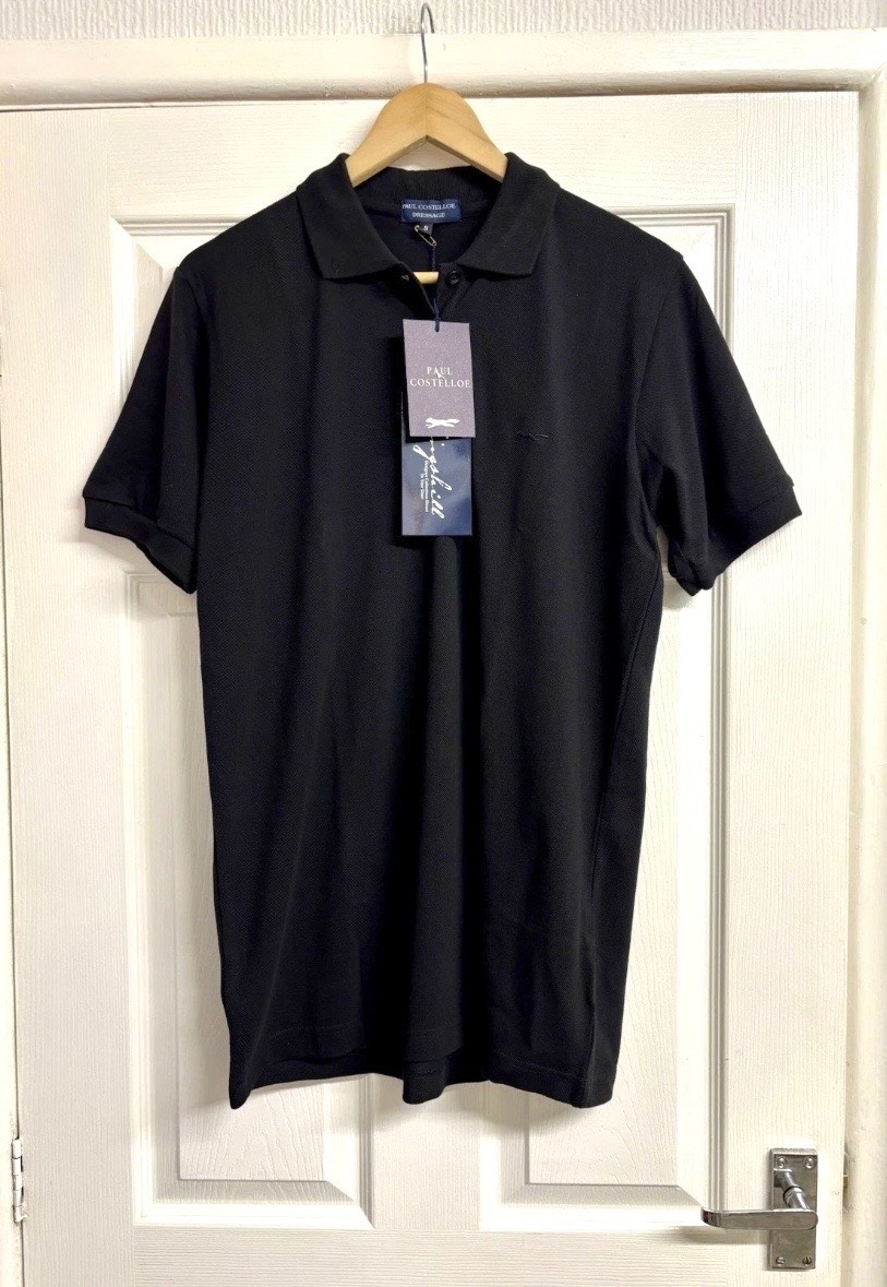Paul Costelloe Dressage Black Polo Shirt Size Small New With Tags NWT
