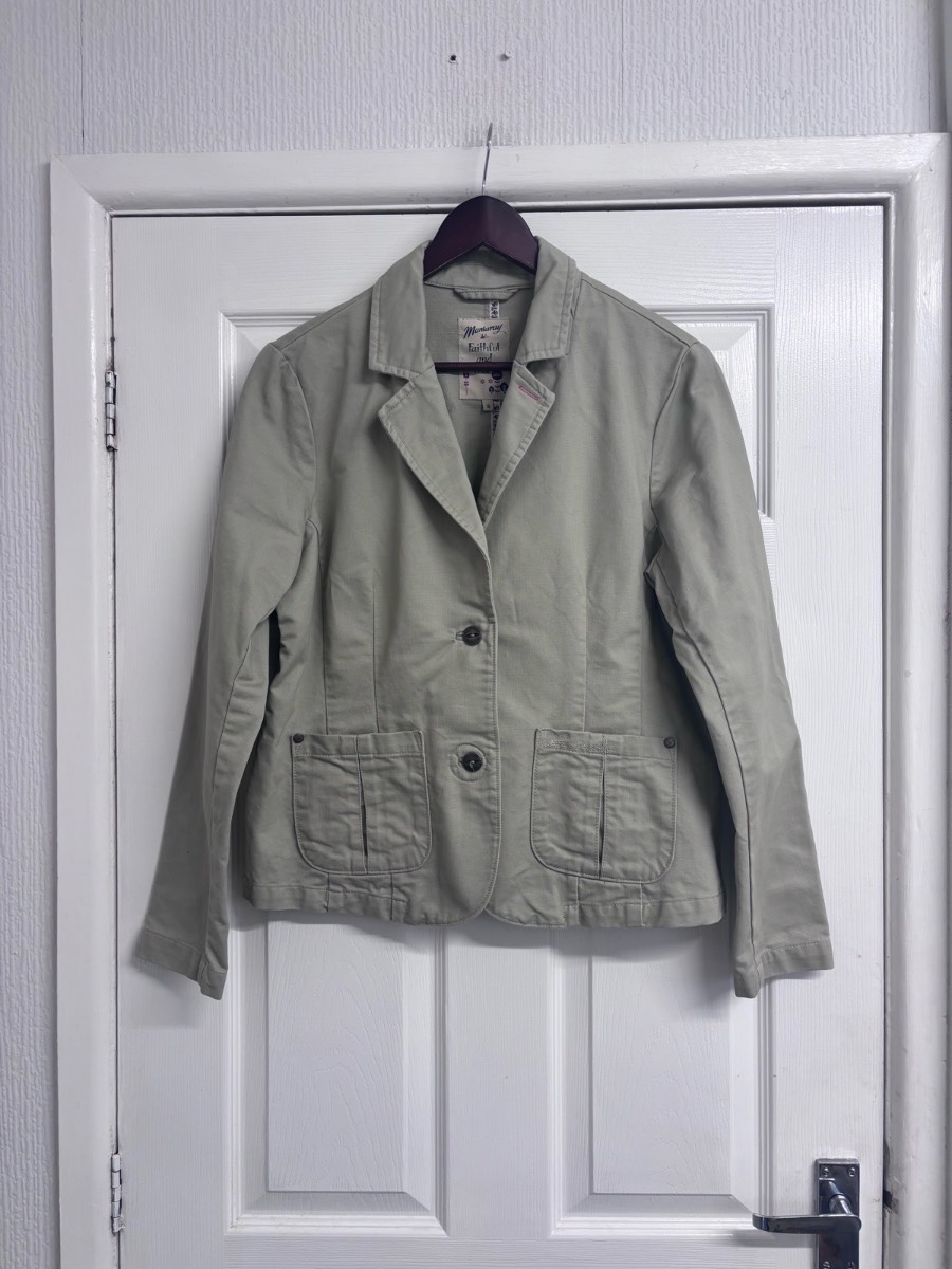 Mantaray Women’s Sage Green Cotton Blazer Jacket – Size 16