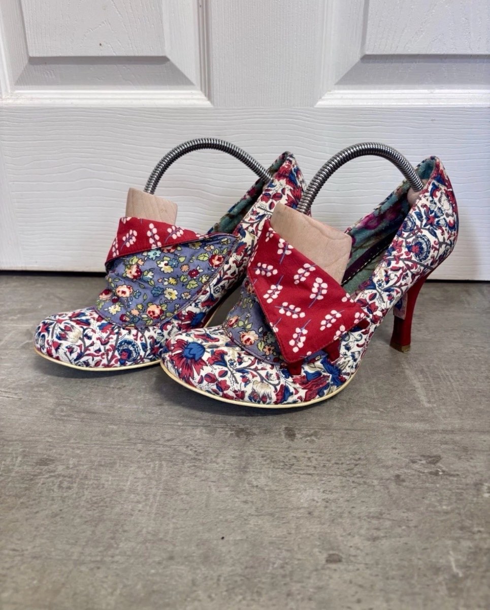 Irregular Choice Mutiny Floral Pattern Mix Bootie Shoes Heels EU 42 UK 8