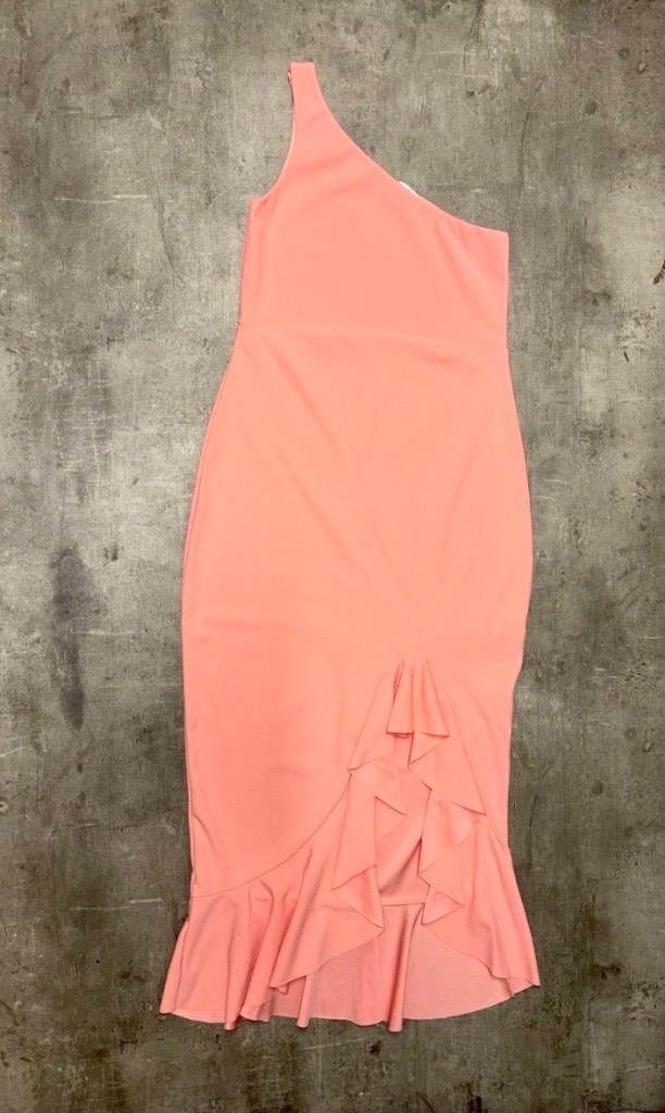 Long Tall Sally One Shoulder Pink Peach Frill Party Dress Size 14