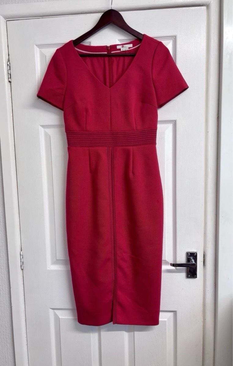 Boden Red Short Sleeve Knit Midi Dress - UK 8